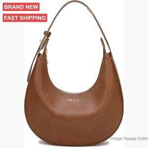 Medium PU Leather Shoulder Bag with Adjustable Strap, Zipper Closure